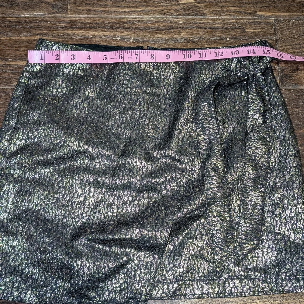 Express Skirt Mini Wrap Metallic Gold and Pink